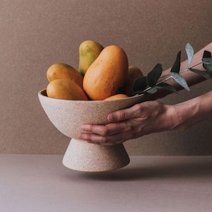 Frutero con pedestal hecho a mano – Centro de mesadecoativo de terracota para frutas y adornos – Artesanía mexicana