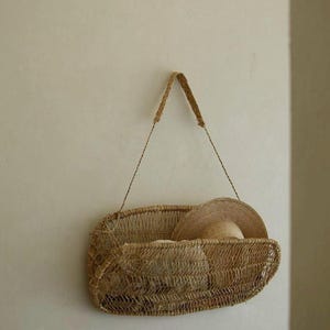 Large Jonote Handwoven Wall Storage Hanging Basket - Wall Decoration Bookcase -  Decorative Handmade Organizer - Carrying-Basket