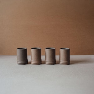 Ribbed Ceramic Cup | Handmade Stoneware Tumbler | Minimalist Pottery | Natural Clay Drinkware