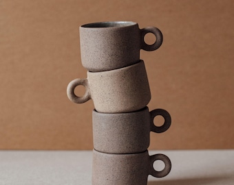 テラコッタコーヒーカップ｜手作りのメキシコ製セラミックマグカップ｜磨き上げられた侘び寂びのティーカップ