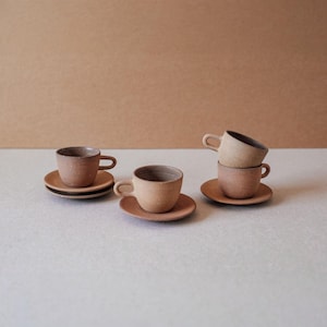 Handmade Terracotta Espresso Cup with Saucer – Rustic Mexican Pottery Set