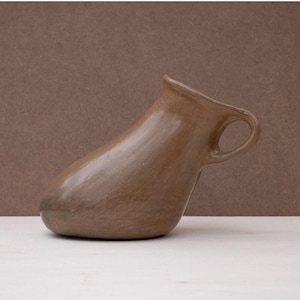 Rustic Tilted Ceramic Patojo Pitcher - Handcrafted Mexican Burnished Clay Vessel - Slanted Terracotta Patojo Ceramic Jug