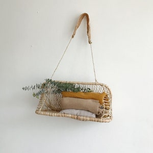 Medium Jonote Handwoven Wall Storage Hanging Basket - Wall Decoration Bookcase -  Decorative Handmade Organizer - Carrying-Basket