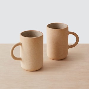 Handmade Terracotta Cylinder Cup, Ceramic Mug, Tan Pottery Cup, Tall Coffee Cup