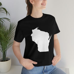 Wisconsin T-Shirt - Black, Wisconsin State map tshirt w/ white WI State. WI tees, Wi tshirt,  Show Your Wisconsin Badger Pride!