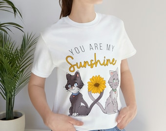 Süßes Katzen Shirt für Katzenliebhaber - "You Are My SUNSHINE", Katzen Tshirt, Katzen T-Shirts, süßes Katzen T-shirt - Kurzarm Tee