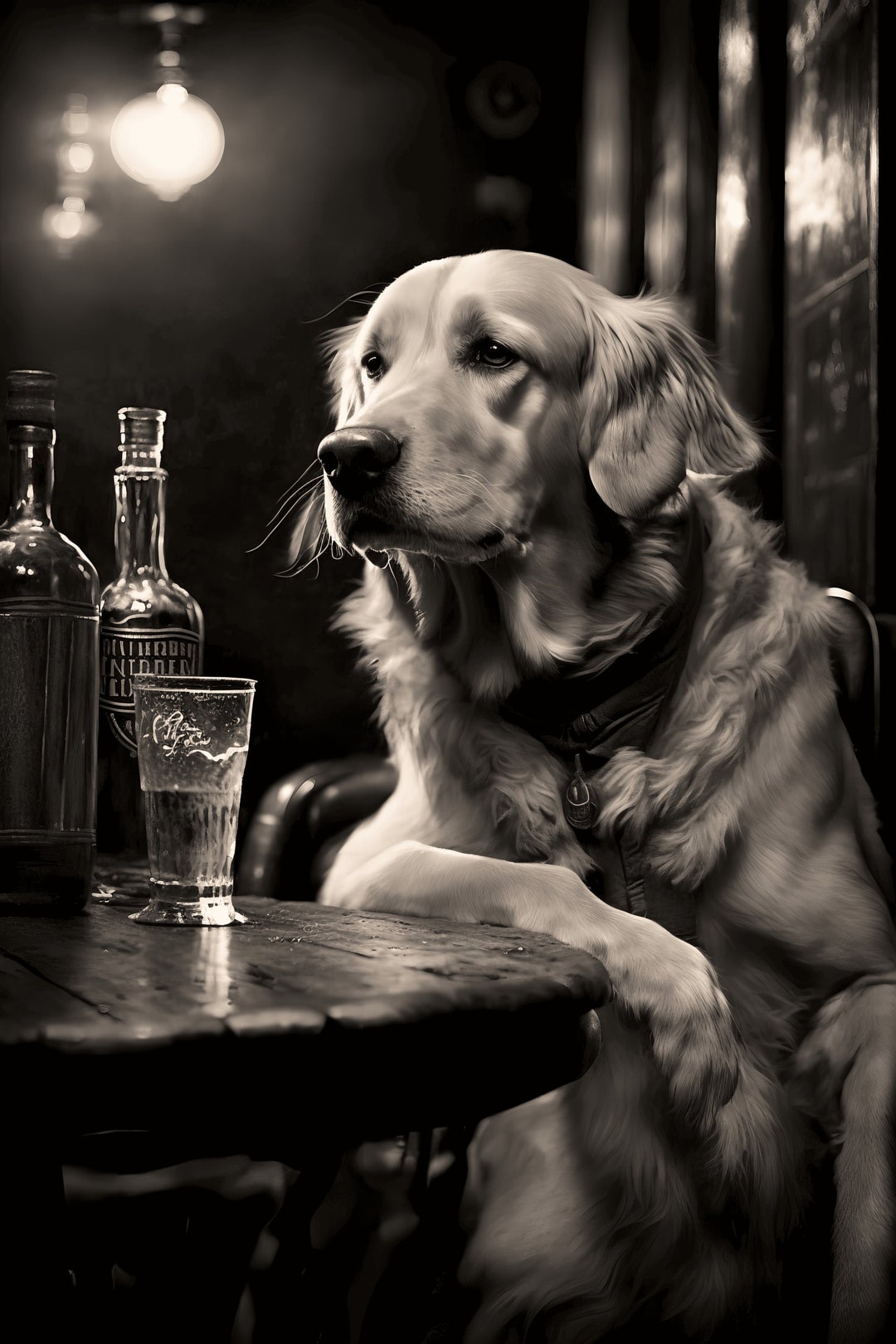 Golden Retriever Whiskey Wall Decor and Wall Art, Retro Decor, Bar