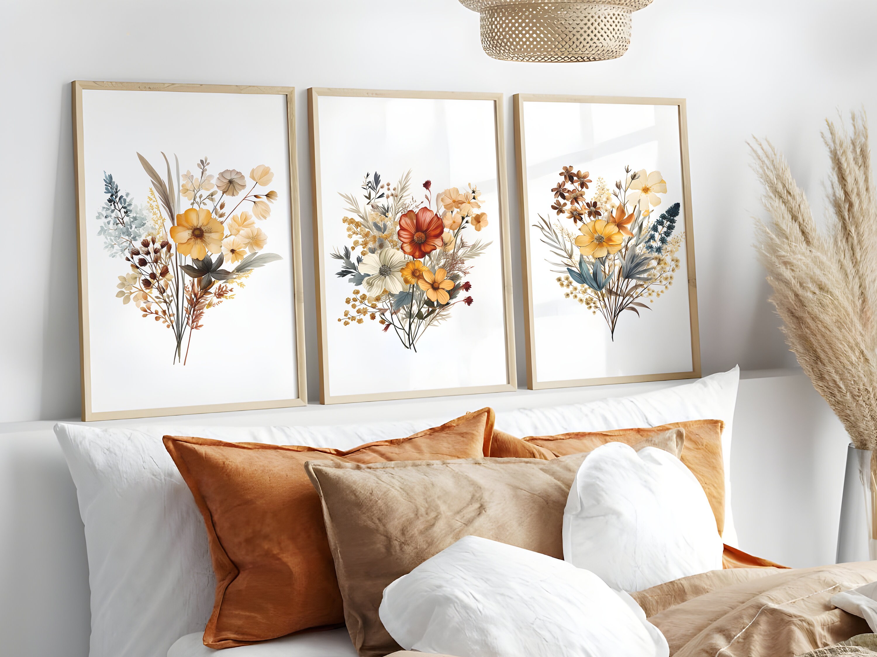 3 Piece Wall Art Boho Botanical 8x8 Art Prints 5x5 Botanical - Etsy