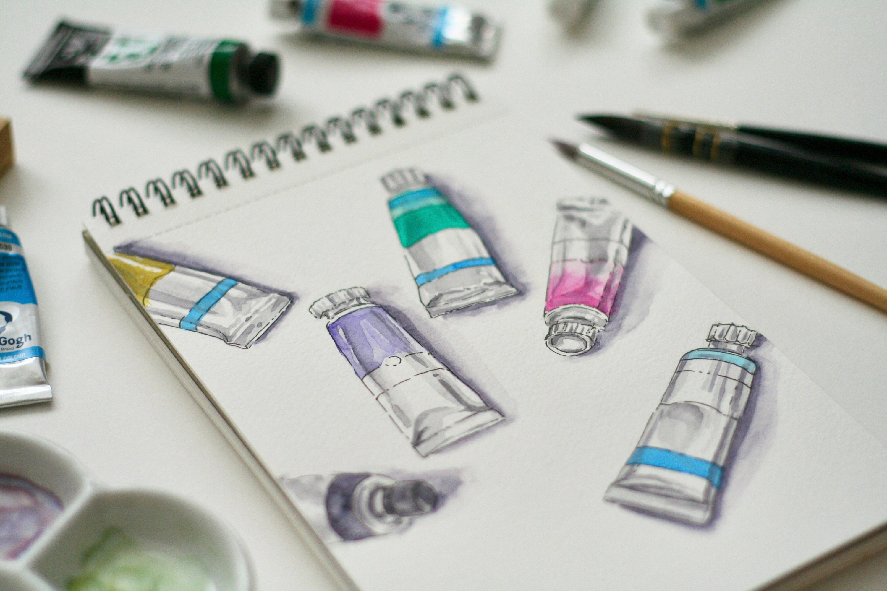 Original Watercolor Sketch of Paint Tubes - Etsy