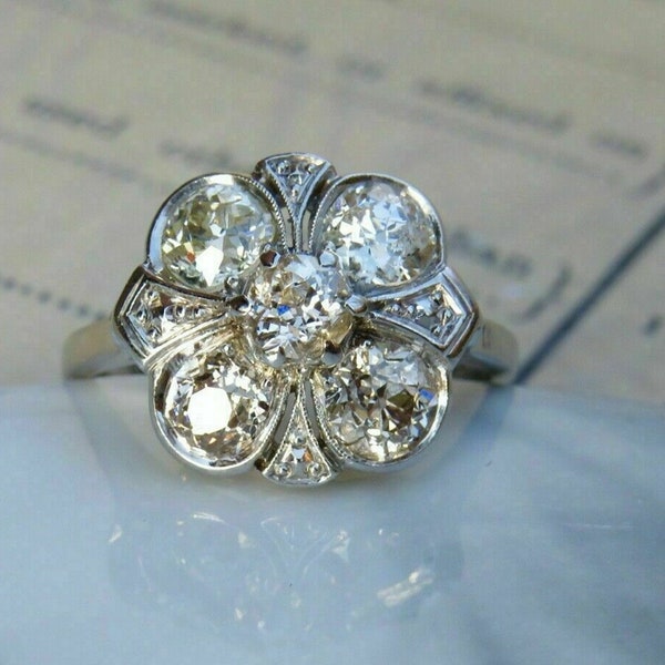 Floral Inspire Milgrain Bezel Set Ring, Old European Cut Moissanite Diamond Art Deco Ring, Vintage Style Wedding Ring, Estate Proposal Ring
