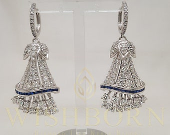 17,49 grammes, argent 935, boucle d’oreille en diamant Moisanite, boucle d’oreille Moisanite vintage pendante, cadeau pour elle - WB004