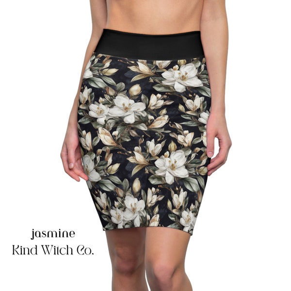 Pencil Skirts | Jasmine Flowers | Goth Cottage-Core Clothing