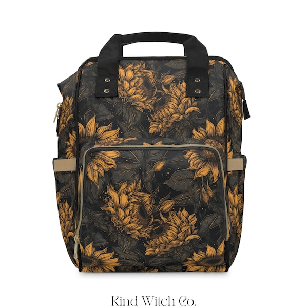 Diaper Backpack | Sunflowers | Dark Cottage-Core Baby Bag