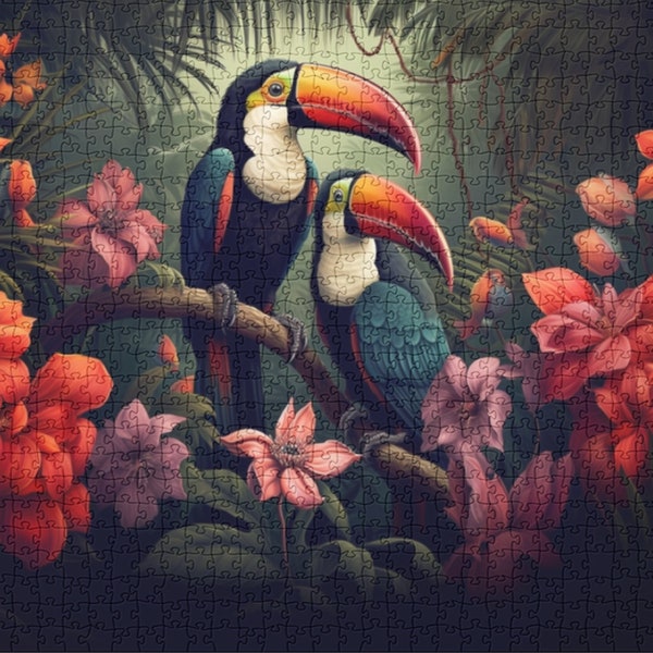 PUZZLE TOUCAN JIGSAW, puzzle di famiglia, puzzle estetico, puzzle fatto a mano, puzzle di alta qualità con finitura lucida e tema natura