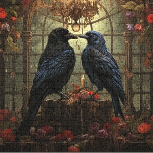 Gothic Raven kiss Jigsaw Puzzle | Unique Puzzle for Adults  (120, 252, 500-Piece)