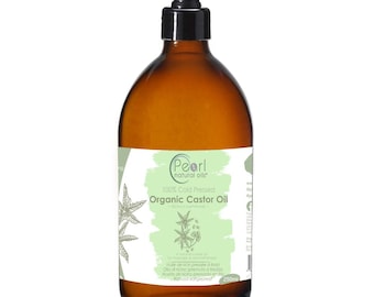 Pure Cold Pressed Organic Castor Oil Vegan, Hexane Free, BP Grade, Non-GMO 250 ml Glass Bottle with a Pump
