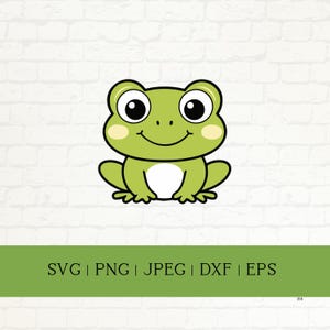 Cute Kawaii Frog Svg, Cute Frog Png for Shirts, Silhouette Cricut SVG Cut files, Adorable Cartoon Frog PNG for Kids Crafts and Stickers