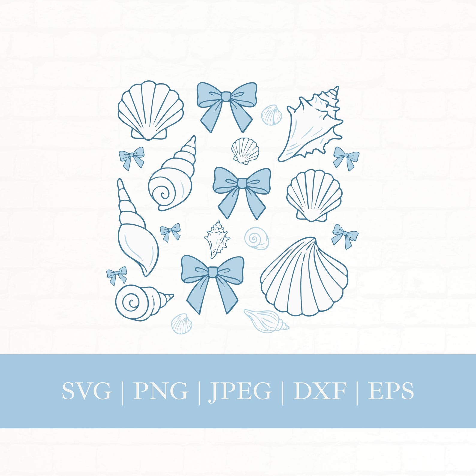 Coquette Seashell SVG: Girly Coastal Bow Design PNG (digital Download ...