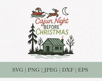 Cajun Nacht vor Weihnachten SVG, Louisiana Swamp Clipart PNG (Digitale Dateien)