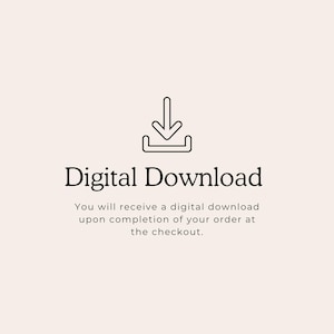 Puede incluir: Gr&aacute;fico de descarga digital sobre un fondo beige. El gr&aacute;fico incluye una flecha hacia abajo sobre las palabras "Descarga digital". Debajo, el texto indica: "Recibir&aacute;s una descarga digital al finalizar tu pedido en la caja."