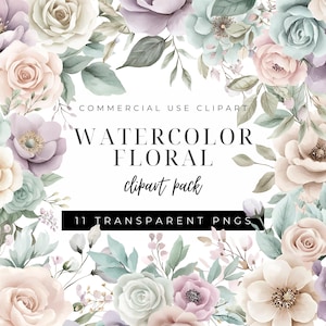 Aquarell Blumenarrangements Clip Art, Rosen Pfingstrosen Dusty Lila Mint Soft Beige, Blumen Clipart, transparenter Png 300Dpi, kommerzielle Nutzung