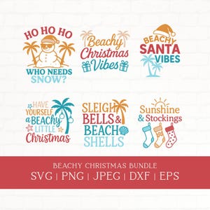 Paquete SVG PNG navideño playero: imágenes prediseñadas navideñas tropicales, archivos de corte para Cricut y Silhouette