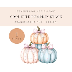 Coquette Pumpkin Png Single Graphic, Pumpkin Stack Clipart, Cottagecore Halloween Pumpkins with Bows, Pastel Pumpkins,  Fall Autumn Png, CU
