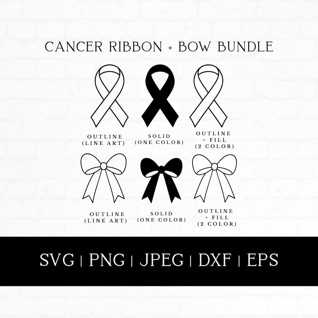 Cancer Awareness Ribbon & Bow SVG PNG Bundle: Charity Fundraiser ...