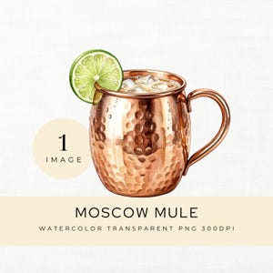 Moscow Mule PNG, Hammered Copper Mug Cocktail Clipart, Signature Drink Illustration