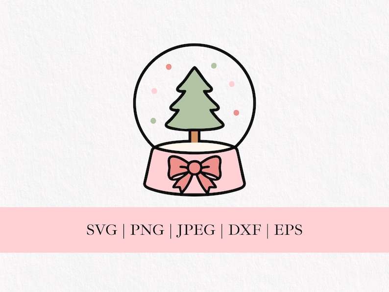 Christmas Tree Snow Globe SVG, Pink Bow Clipart (digital Files) - Etsy UK