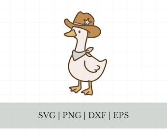 Oie avec chapeau de cowboy Svg Png, Clipart animaux de la ferme western pour Cricut & Silhouette