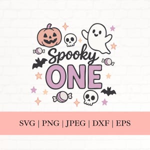 Spooky ONE Halloween Birthday Svg, 1st Birthday Halloween Theme Svg, Spooky One Baby Romper Design Svg Png Dxf Eps Jpg, Spooky One Girl Boy