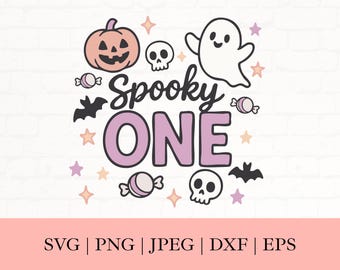 Spooky ONE Halloween Birthday SVG PNG, Baby Romper Design, Spooky Season Sublimation