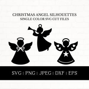 Christmas Angel SVG PNg Bundle, Silhouette Cut Files for Cricut