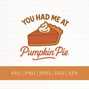 You Had Me At Pumpkin Pie SVG, Funny Thanksgiving Dessert Quote, Cricut  Silhouette Cut File