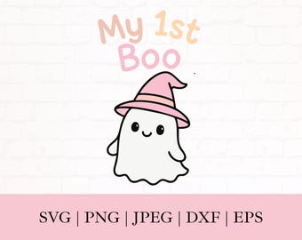 Baby's First Halloween Ghost SVG: First Boo, Girly Spooky Cricut File (Digital Download)