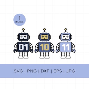 Programming Robot 01 10 11 PNG, Binary Code SVG, STEM Cricut Cut File