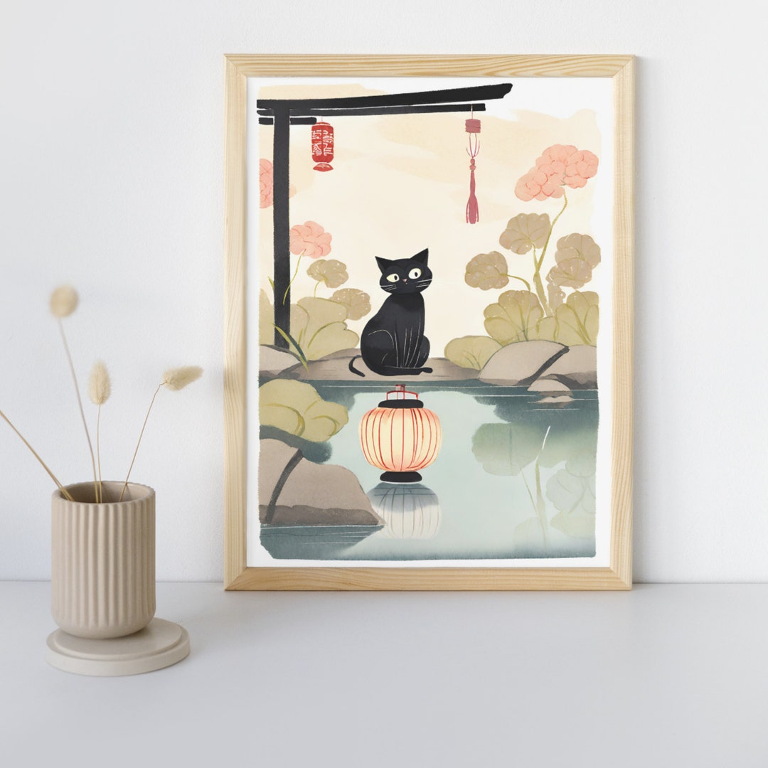 Japanese Cat Wall Art Print, Vintage Japanese Poster, Cat Poster, Japan ...