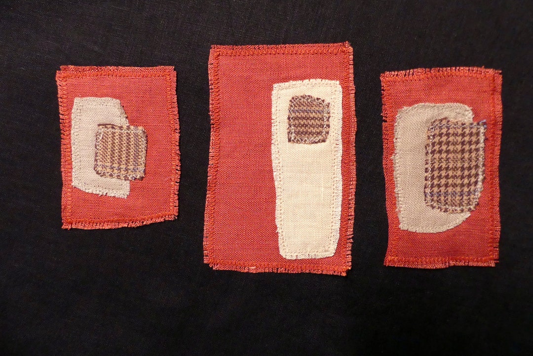 3 Linen & Cotton Patches Repurposed Linen and Cotton Artistic
