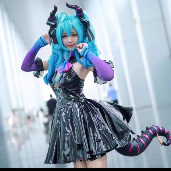 Hatsune Miku Cosplay Costumes, Cute Little Devil Cosplay Costumes, Devil Tail and Head Decorations, Hatsune Miku Complete Costume