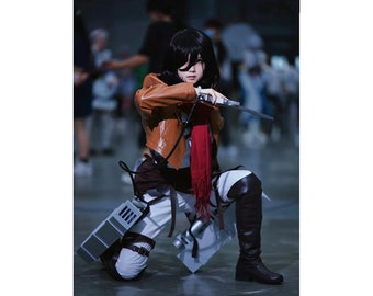 Attack On Titan Cosplay Costume,A Complete Set of Clothes, Halloween cosplay, Attack On Titan Full Costume, Mikasa Costume,Birthday Present.