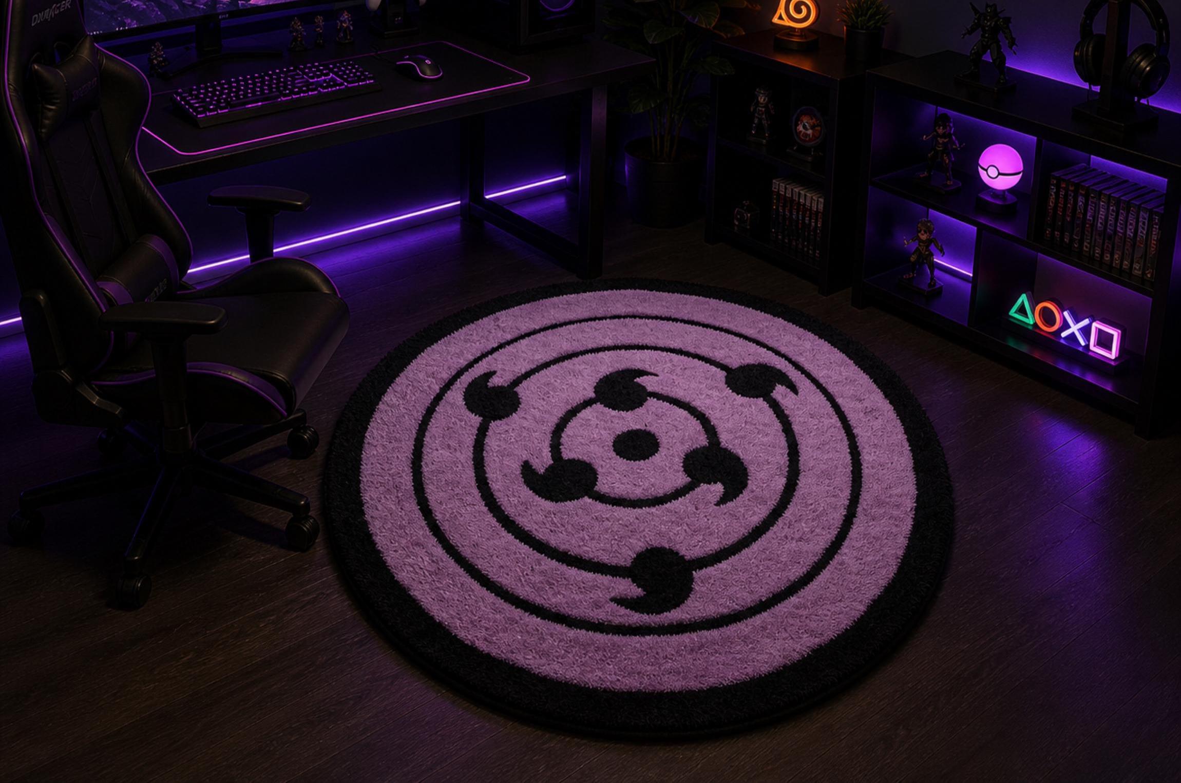 Anime Sharingan Circular Rug | 3D Carved Hand-tufted Area Rug | Premium ...