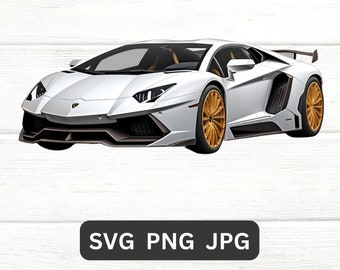 Lamborghini Clipart SVG PNG Sports Car Wall Art Clipart Instant Download Artwork Cricut Graphics gift tshirt Men Male Graphic Fast Car Image