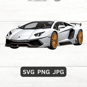 ランボルギーニ クリップアート SVG PNG スポーツカー ウォールアート クリップアート インスタントダウンロード アートワーク Cricut グラフィックス ギフト Tシャツ 男性 男性グラフィック 高速車のイメージ