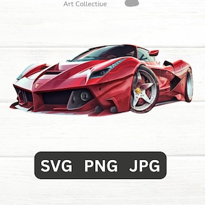 Ferrari Clipart Red Ferrari PNG Car Wall Art Ferrari Clip Art Instant Download Red Ferrari Clipart Artwork SVG Cricut Graphics gift fast car