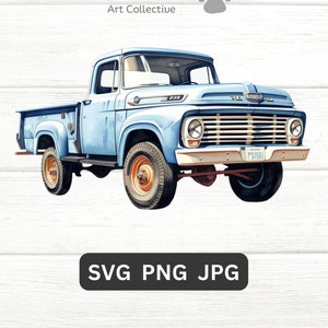 Truck Ford Clipart SVG PNG Car Wall Art Pickup Truck Clip Art Instant Download Blue Artwork SVG Cricut Graphics gift tshirt Men Boy Male
