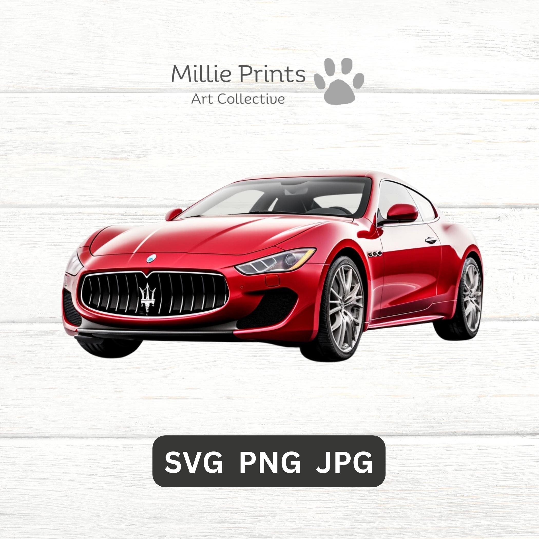 Red Maserati Clipart SVG PNG Car Wall Art ClipArt Instant Download Artwork Cricut Graphics gift tshirt Men Boy Male Graphic Sports Car Image