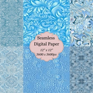 6 Seamless Digital Paper Blue Seamless Patterns Baby Blue Scrapbook Pages Seamless Backdrop Baby Blue Background Instant Download Blue Paper