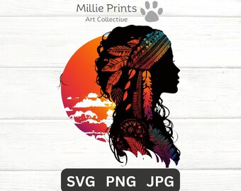 Boho SVG Bundle, PNG Cut File for Cricut, Boho Clipart, Silhouette Design, Instant Download