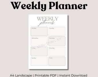 Weekly Planner Minimalist PDF Organiser A4 Printable Instant Download ...